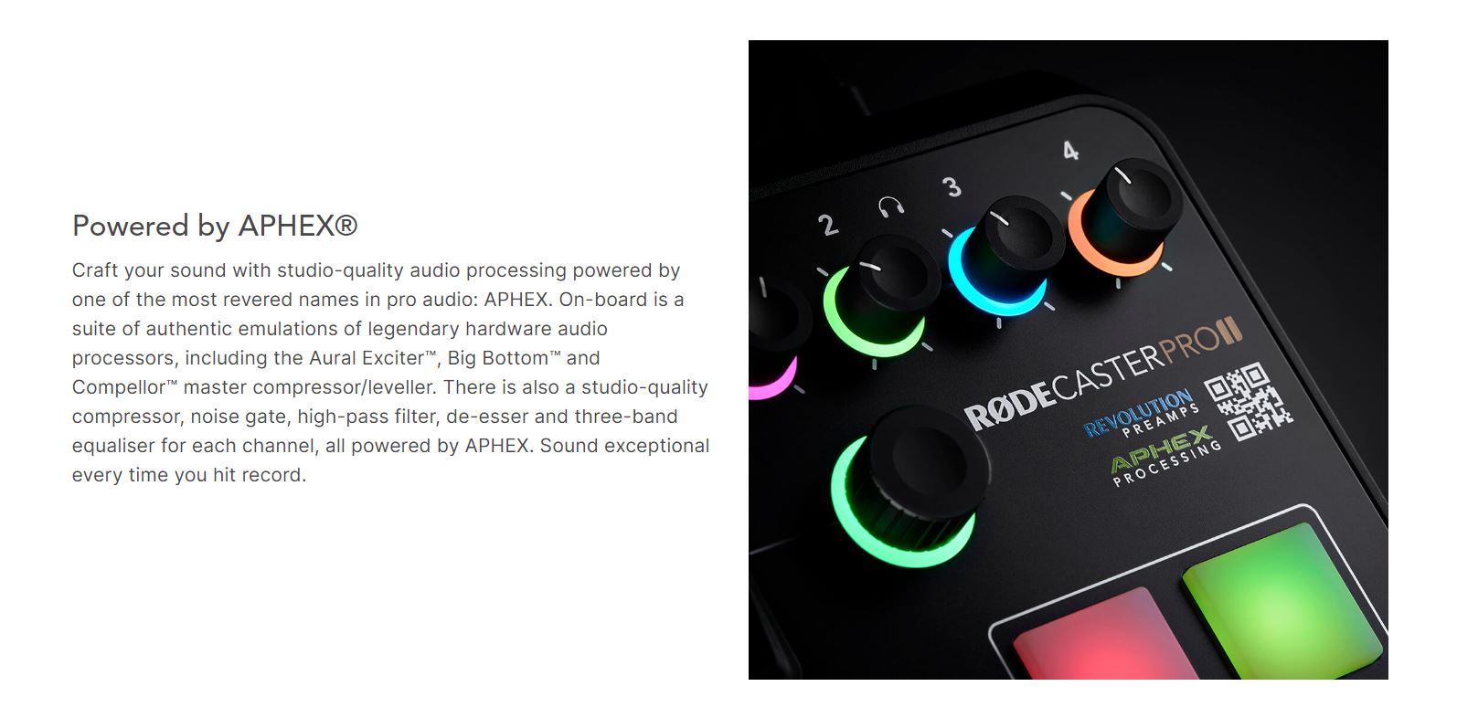 For RODECaster Pro II Integrated Audio Production Studio for Podcasters  Streamers Musicians Studio-Quality APHEX Processing