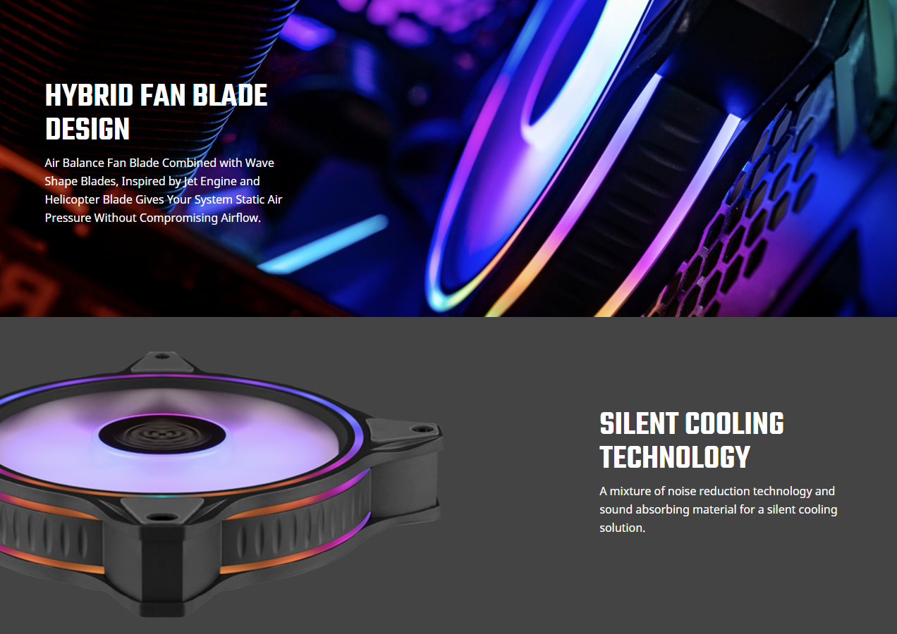 Cooler Master MasterFan MF120 Halo Duo-Ring Addressable RGB Lighting 120mm A-RGB PC Case Fan (MFL-B2DN-18NPA-R1) - 1pc