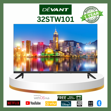 Devant 32 inch HD Ready Web OS TV, 32STW101 - Netflix, YouTube, Disney+, Viu ThinQ Voice Command, Screen Share Casting, Bluetooth 5 Dolby Audio, Dts Virtual X, High Definition Smart Digital Flat Screen Led TV, Sale Free Wall Bracket