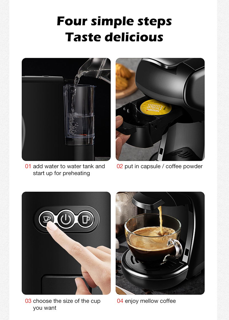 Noon ST-504B 19 Bar Multi Capsule Coffee Machine Nespresso And Dolce Gusto  Compatible 0.6L