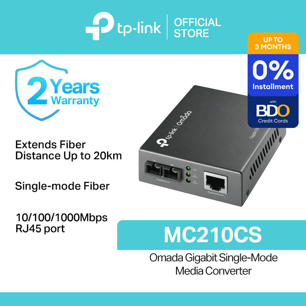 TP-Link Official Store / MC210CS / Gigabit Single-Mode RJ45 Port Half-Duplex/Full-Duplex Media Converter Internet