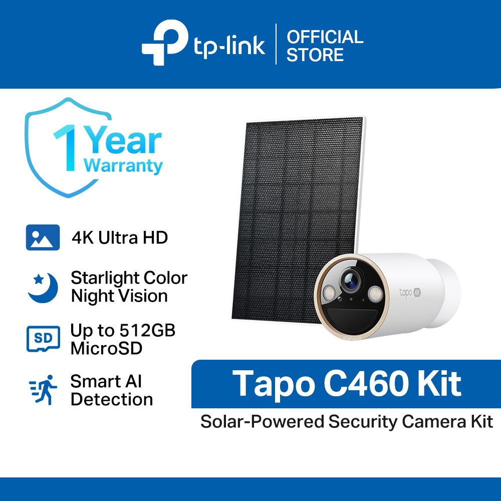 TP-Link Official Store / Tapo C460 Kit / 4K 8MP Solar-Powered Security Outdoor WiFi IP Security Cctv Sale Camera Connect to Cellphone with Mic and Speaker