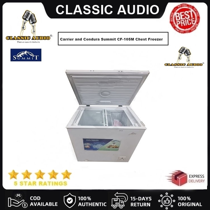 Carrier and Condura Summit By Classic Audio- CF-105M Chest Freezer 5 Cubic  Feet Manual Chest Freezer (Original)