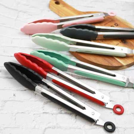 9inch Silicone Tongs Multi-Color, Non-Stick, Mini Stainless Steel Silicone-Z269