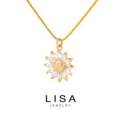 Lisa Jewelry 18K Gold Flower Pendant Necklace