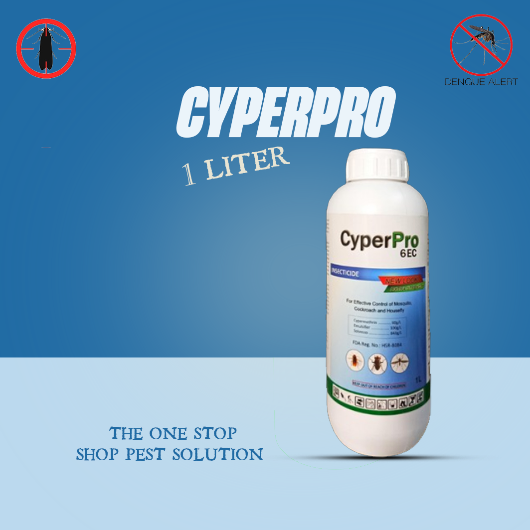 CyperPro 6EC 1Liter Cypermethrin X Mosquito DENGUE X Fly POULTRY Fogging ULV Spray Solution
