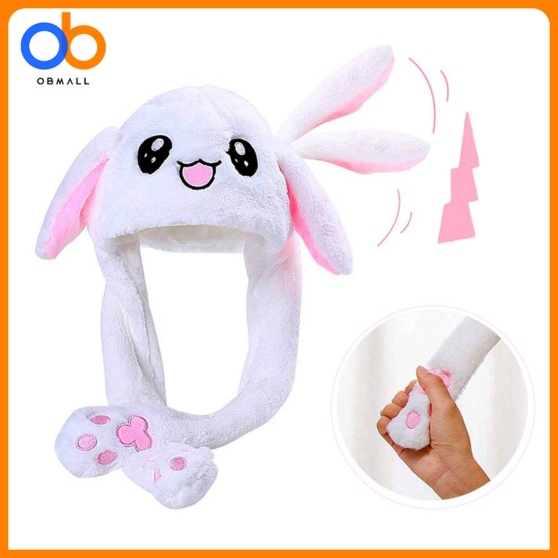 Funny Ear Playtoy Girls Bunny Up Down Gift for Kids Plush ON Cute Rabbit Hat 