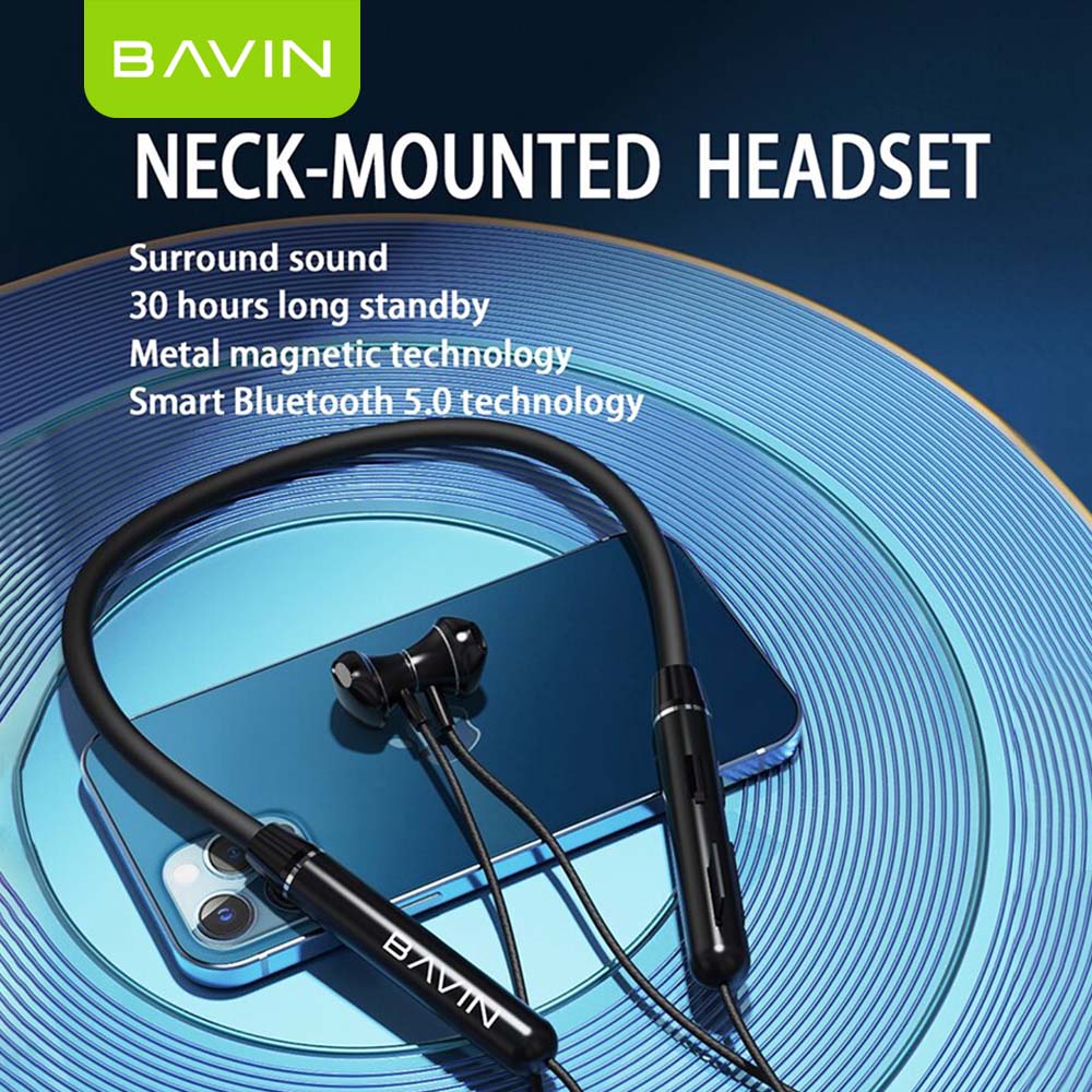 BAVIN BH30 Sports Magnetic Neckband Bluetooth Wireless Earphone