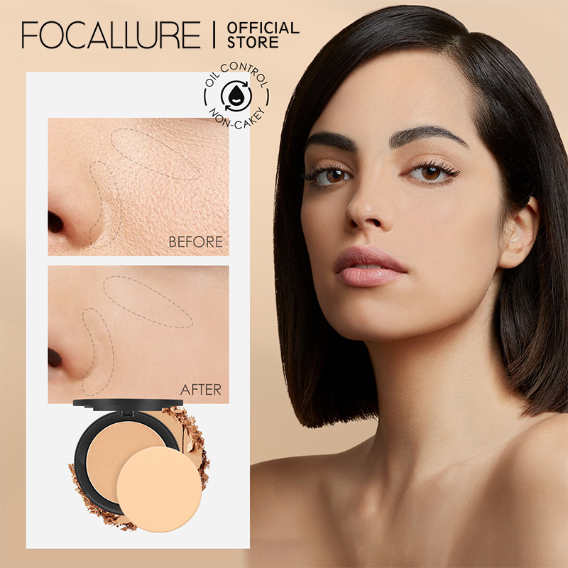 Discount on Focallure  shoes - SKU: Focallure Waterproof Powder Commute Oil Control Pressed Powder Brightening Cake Light Concealer Foun