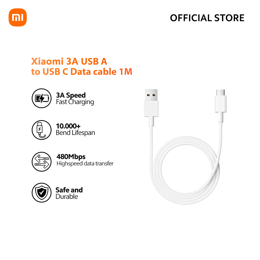 Xiaomi 3A USB A to USB C Data Cable 1m