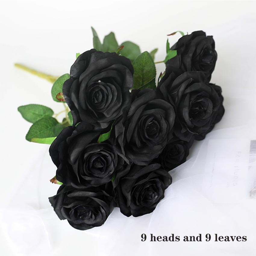 10pcs/lot 45cm Artificial Black Rose Flower Halloween Gothic Flowers  Wedding Home Party Fake Flower Dcor - Artificial Flowers - AliExpress