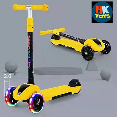 HKTOYS Foldable Kick Scooter LED Flashing Wheels Kids Scooter Folding Adjustable (A5) good for 2 to 9 years old (3)