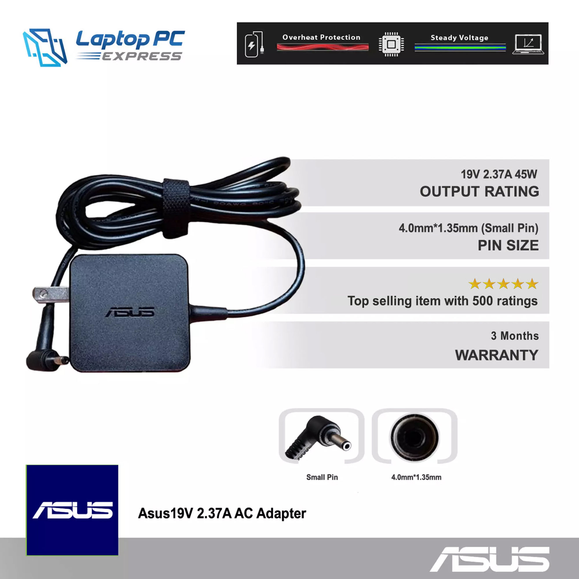 Original Asus Laptop Charger 19V  Small Pin  X  45W  Compatible with Asus TP300L X540L X441U X407u Power Supply Adapter | Lazada  PH