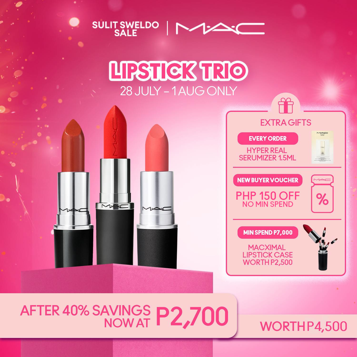 Discount on M·a·c  shoes - SKU: 【payday Exclusive Offer】mac Lipstick Trio With Lustreglass Sheer Shine Lipstick 3g X 3