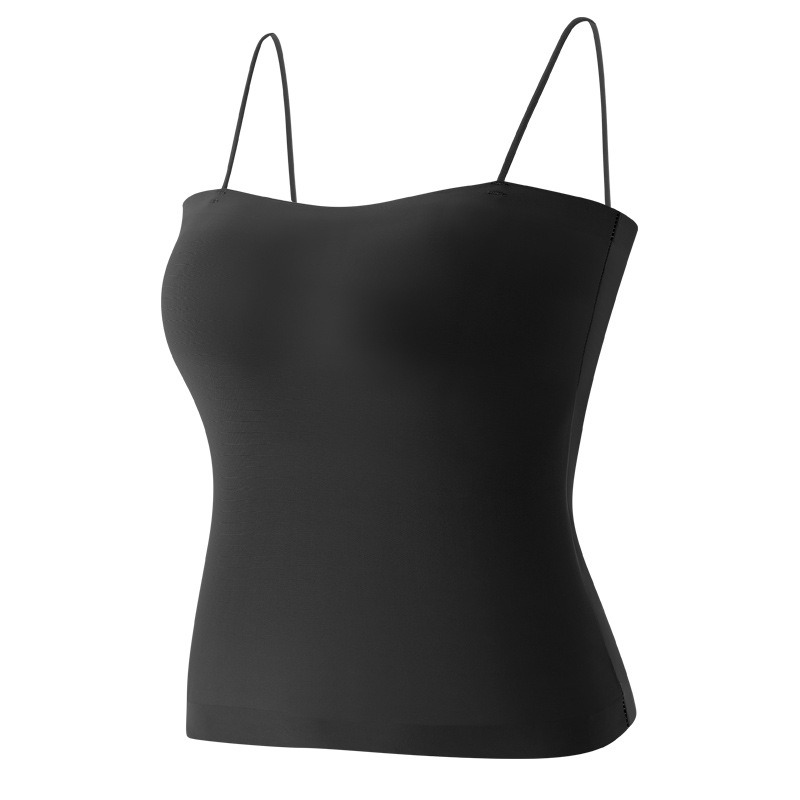 Motovita Summer Fashion Strap Top Ice Silk Beauty Back Solid Camisole Top For Women Sexy Slim Tops Ladies Padded Tank Tops - Image 2