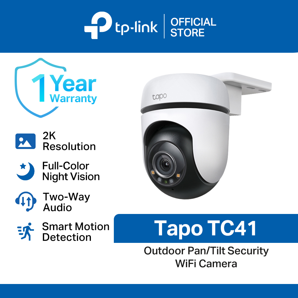 TP-Link Official Store / Tapo TC41 / 2K Outdoor Security WiFi Cctv Sale Camera Connect to Cellphone with Mic and Speaker Pan/Tilt