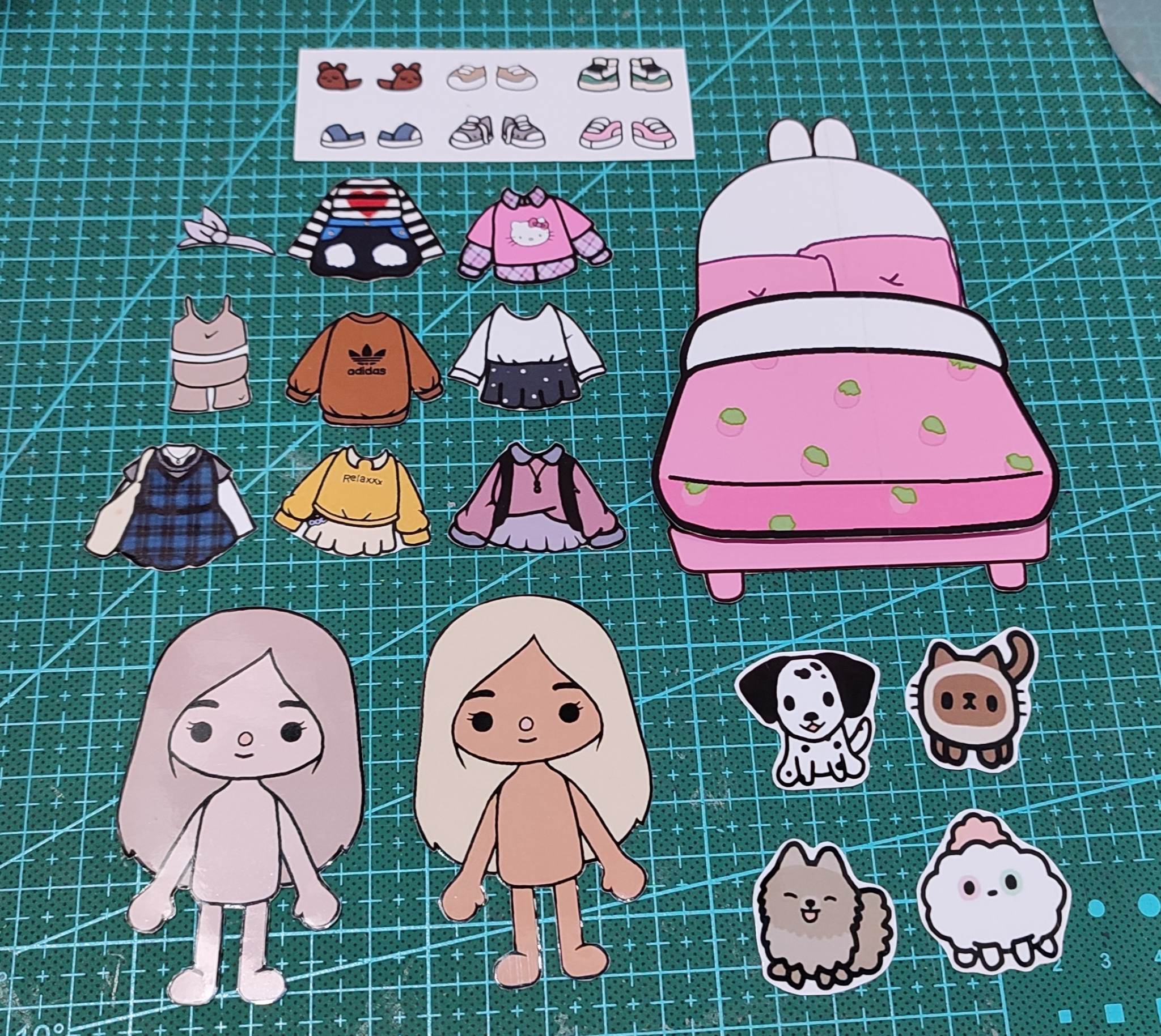 CLC Handmade Toca Boca Paper Doll Set Laminated