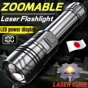 Japan Military Zoomable LED Flashlight, Rechargeable, Waterproof, Super Bright