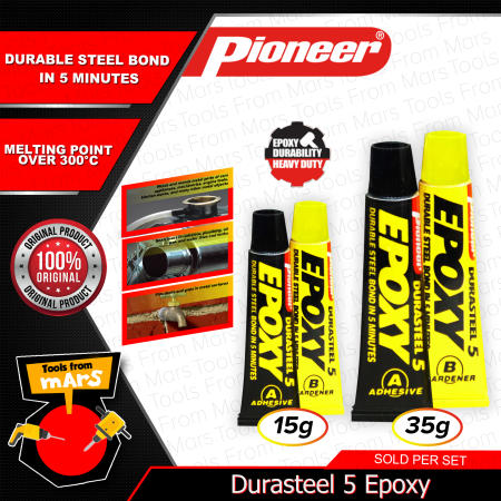 Pioneer Durasteel Five Epoxy 15G Strip | 35G Tube Epoxy Glue For Steel Durable Steel Bond In 5 Minutes Repairs Radiator, Muffler & Faucet Durability Heavy Duty 1EDF1462 | 1EDF1354 100% Original / Authentic •TOOLS From MARS•