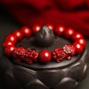 Blessed 8mm Cinnabar Pixiu Bracelet for Health and Circulation