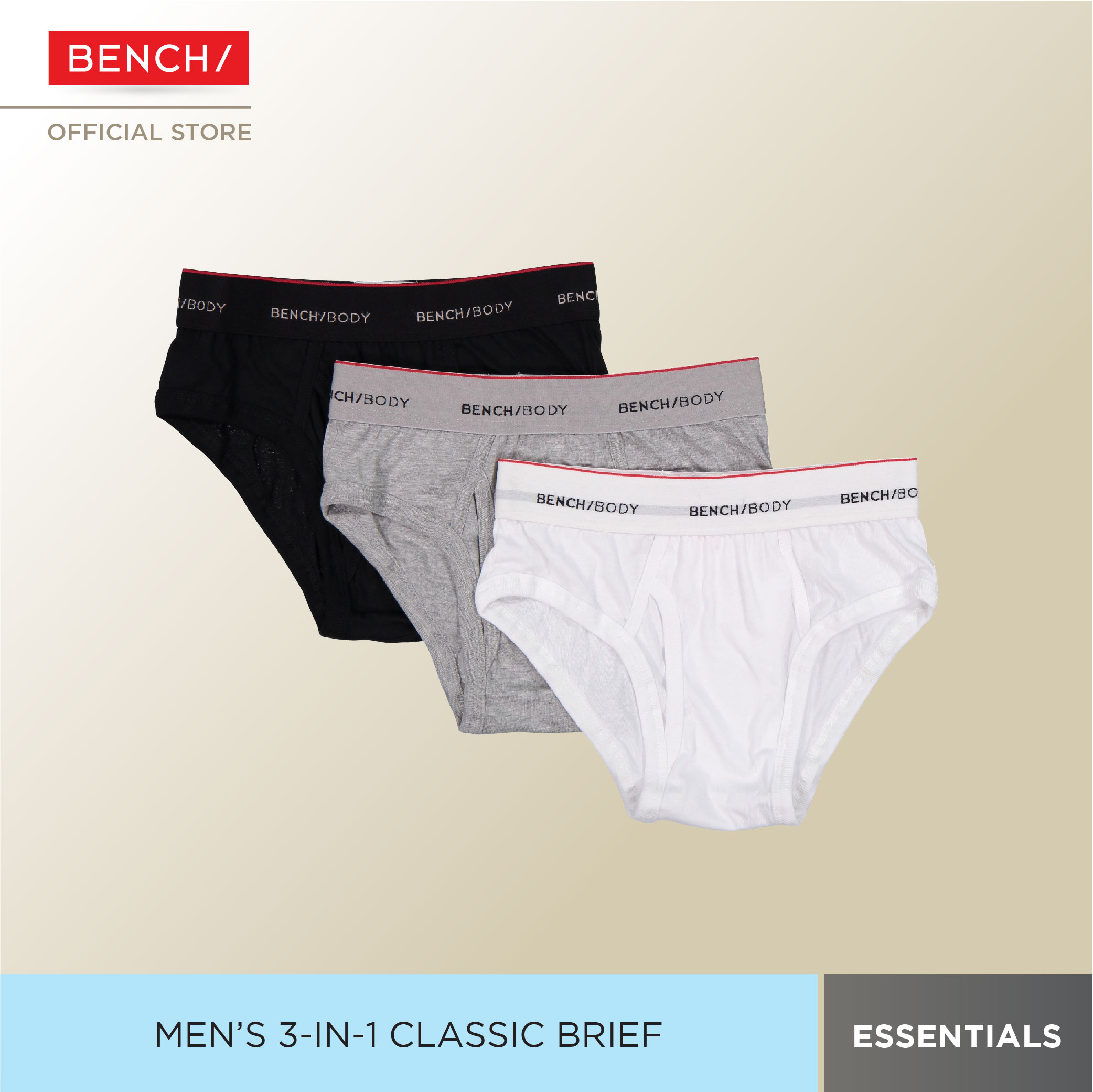 TUB0311 - BENCH/ 3-in-1 Pack Hipster Brief - Black