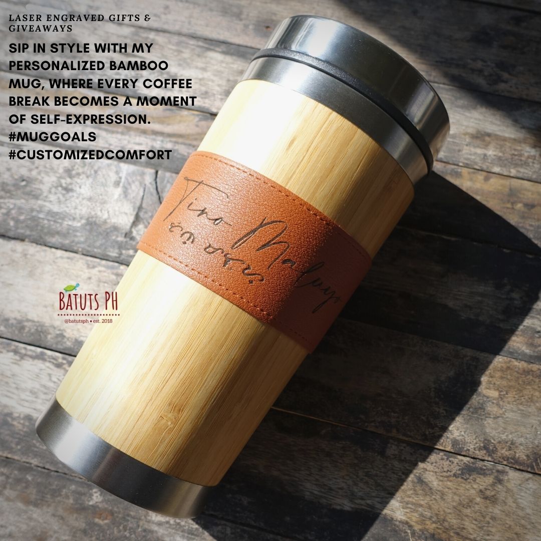 UPFLICK Personalized Custom Name Bamboo Thermos Water Bottle