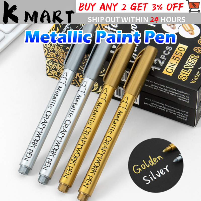 HomedecoPH 4pc Metallic Non Toxic, Water Base Chalk Markers / Glass Markers  / Erasable Markers with 6mm Reversible Tip