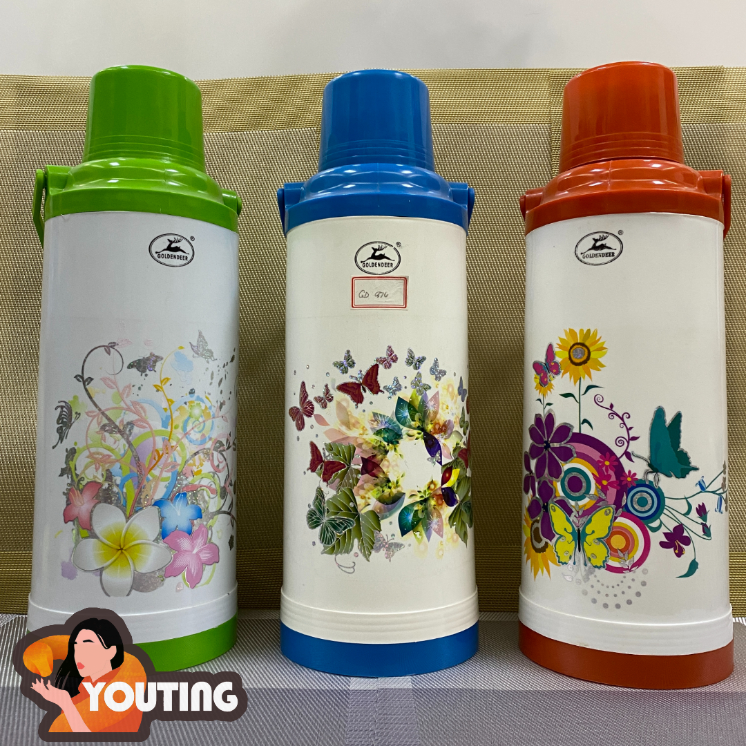 GOLDEN DEER PLASTIC THERMOS PLASTIC THERMOS VACUUM FLASK Set