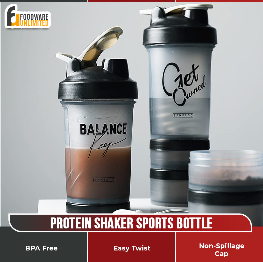 Protein Powder Shaker Blending Cup Gym Handle Sports Water Cup Scale  Tumbler Steel Ball Mixer Travel Leakproof Bottle