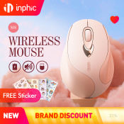 INPHIC M8 Pink Wireless Mouse: Rechargeable, Silent, Ergonomic, Fast Charging