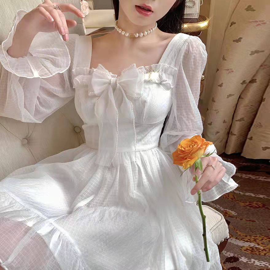Shop Aesthetic Dress White Long Sleeves with great discounts and prices  online - May 2023 | Lazada Philippines