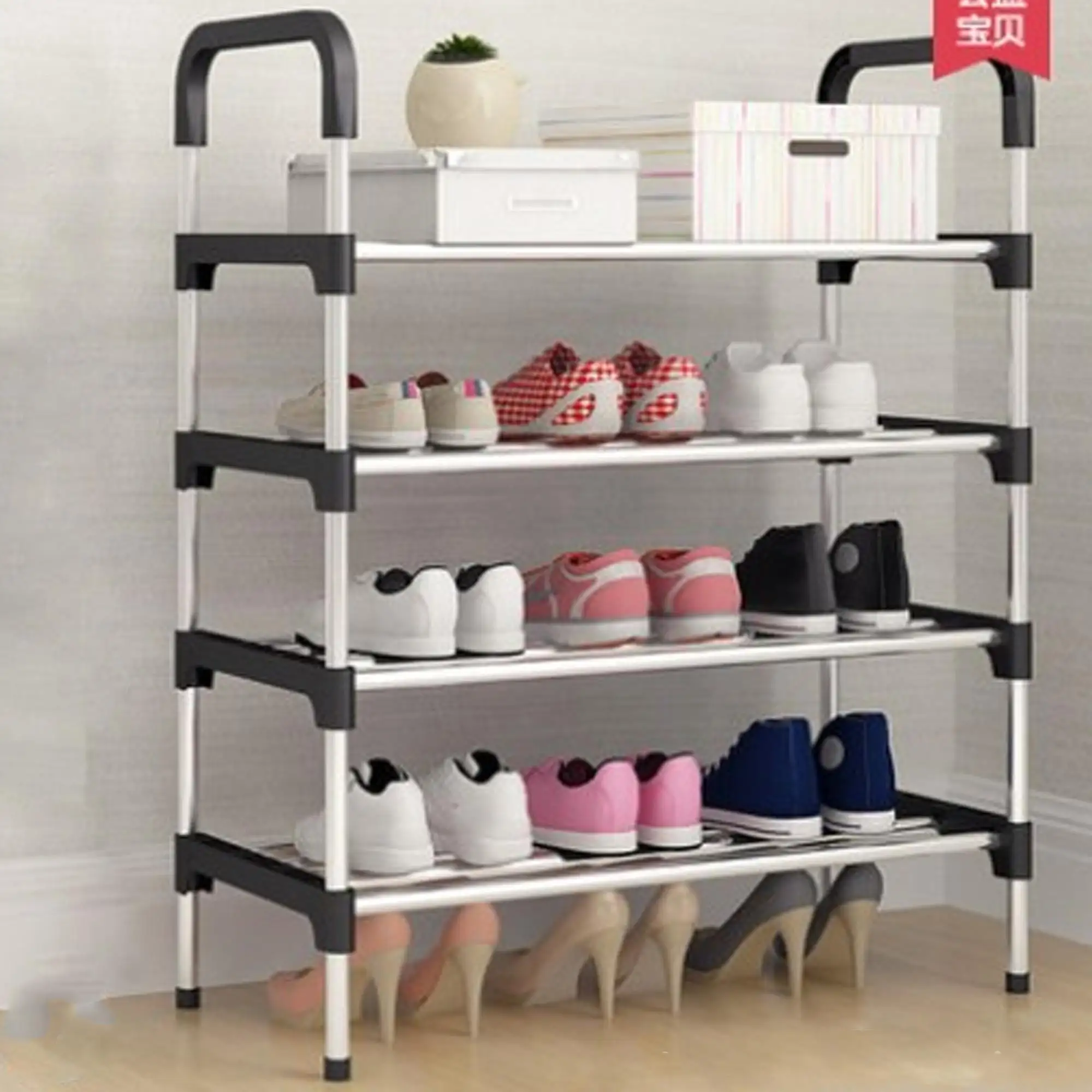 6 Layer Shoe Rack Tier Colored Stainless Steel Stackable Shoes Organizer Storage Stand Lazada Ph