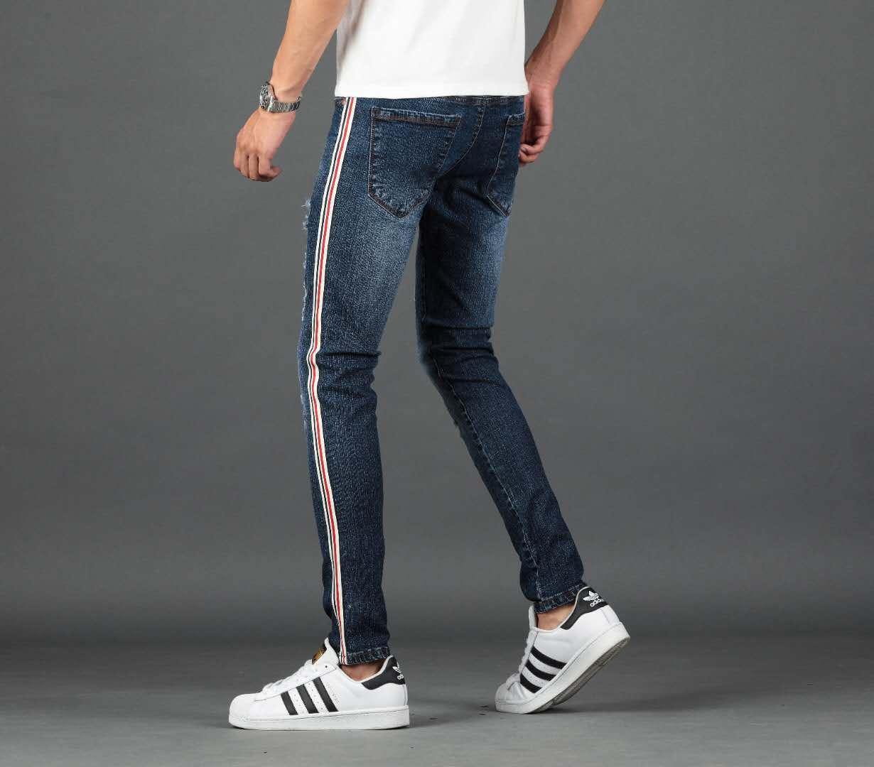 mens jeans side stripe