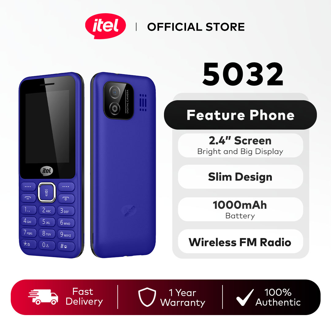 itel 5032 Basic Cellphone Original (Keypad) Ultra Slim 2.4" Screen / Wireless FM / 1000mAh / Type-C