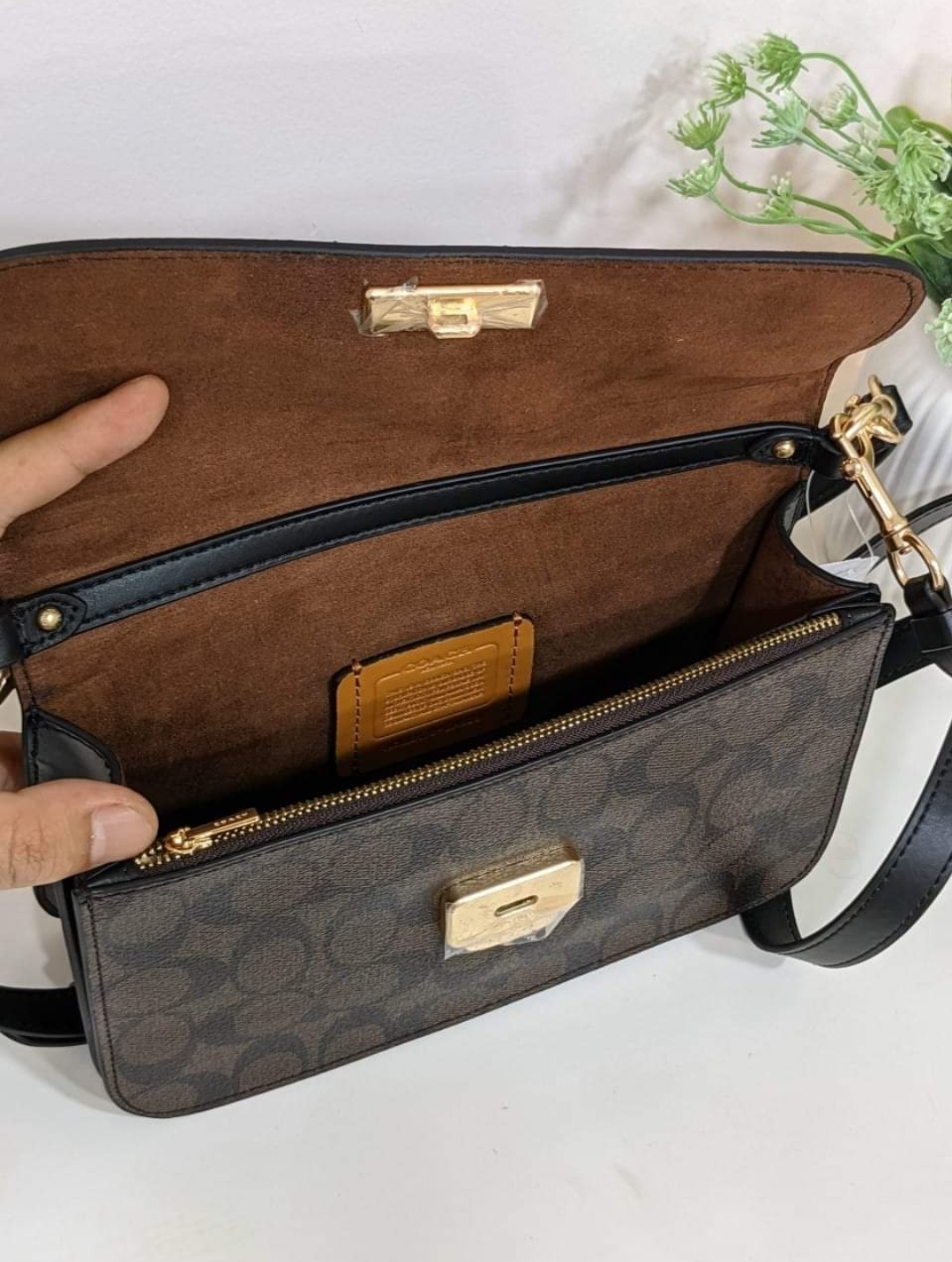 Coach Brynn Mini Shoulder Bag in Exclusive Canvas Dark brown Cloth  ref.495334 - Joli Closet