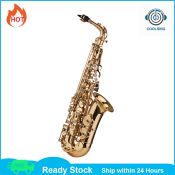Eb Bent Alto Saxophone, Brass Lacquered Gold, Professional Woodwind Instrument