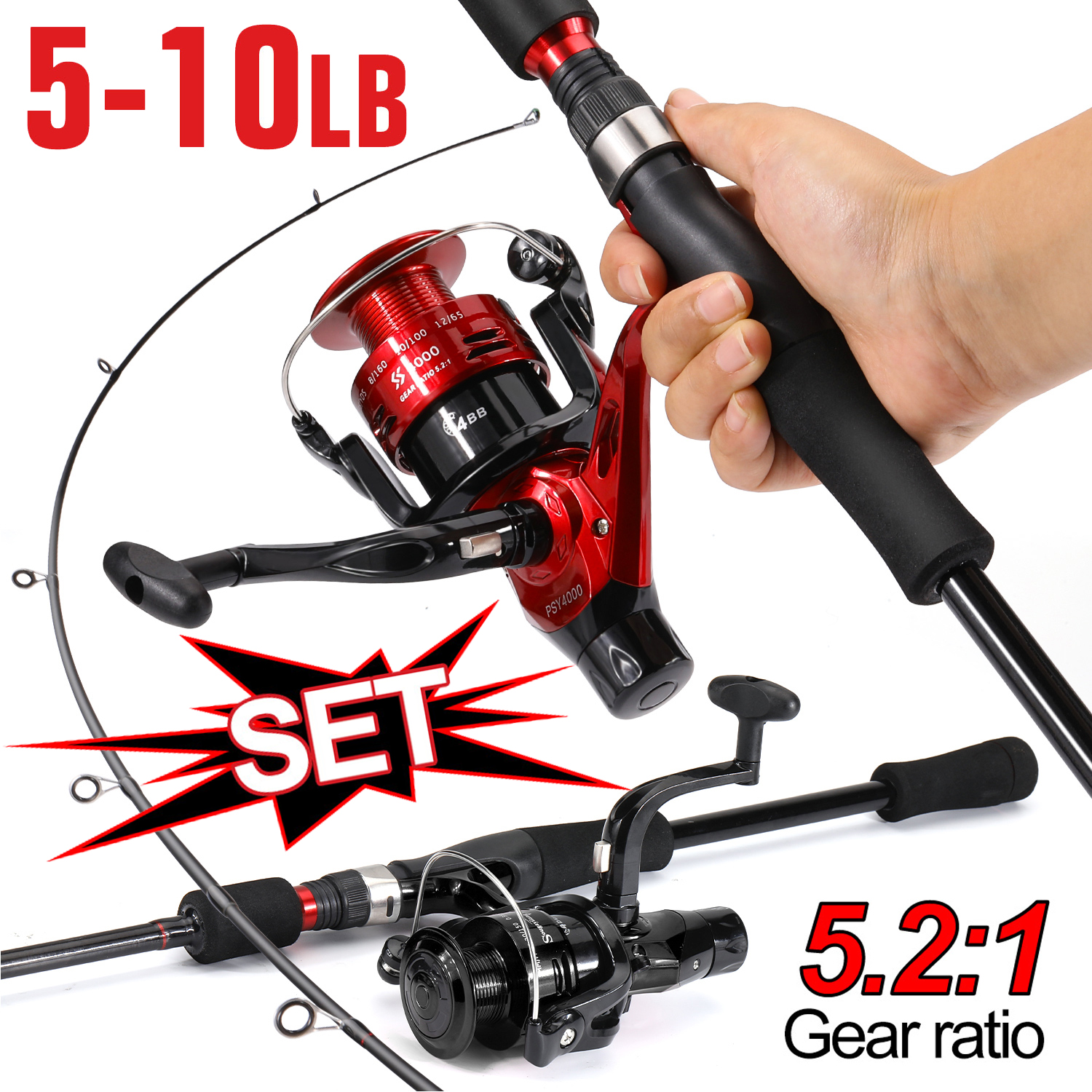 Portable Fishing Rods Spinning Fishing Reel and Rod Set 1.8m 2.1M Bass  Fishing Rod and Spinning Fishing Reels with Fishing Line Full Kit  Telescopic Fishing Pole (Size : 2.1M-2000 Reel, Color 