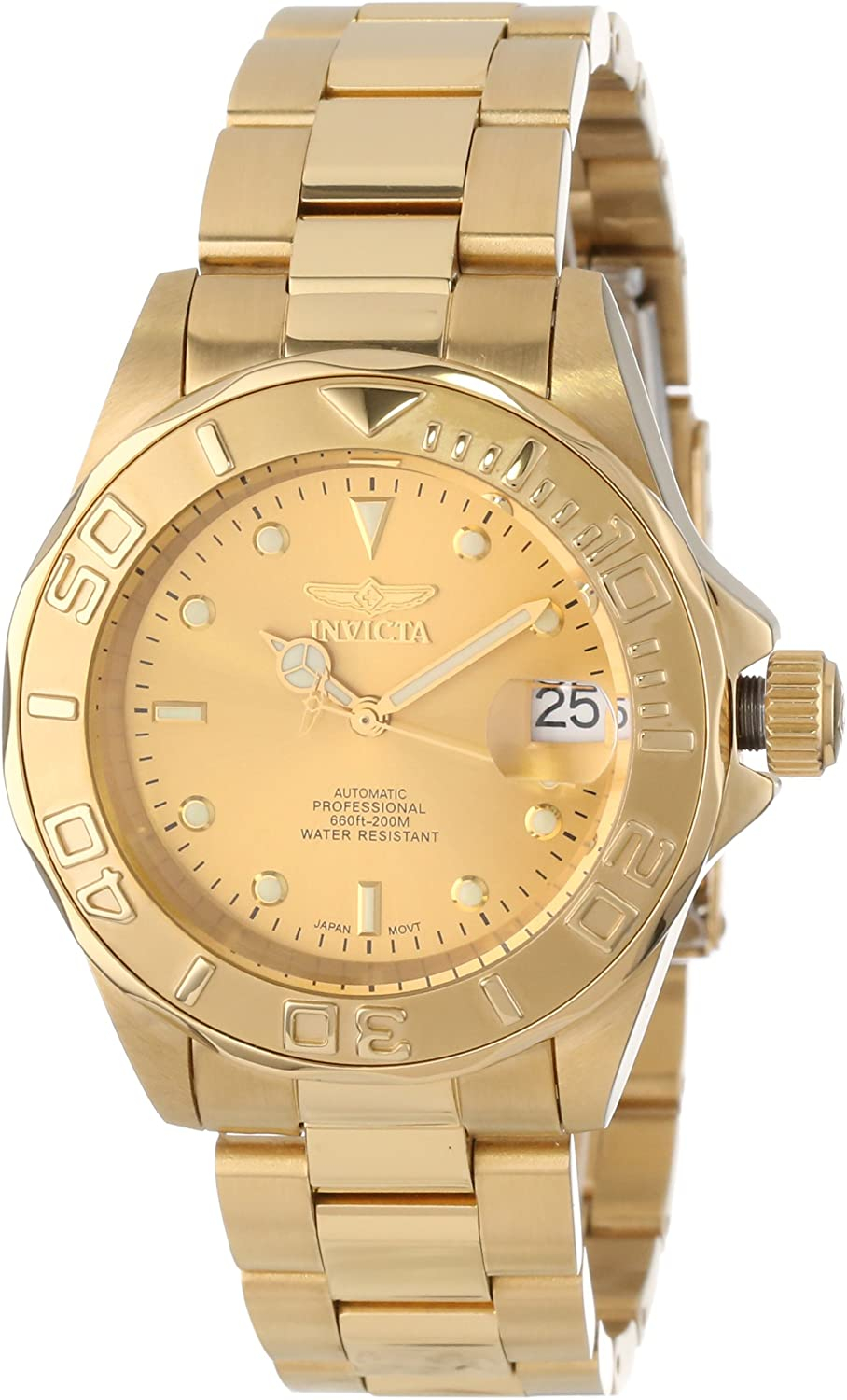 Invicta Men's 13929 Pro Diver Automatic Gold Dial Gold Ion-Plated Stainless Steel Watch PH