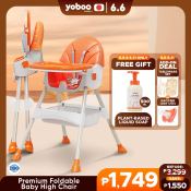 Yoboo Foldable Baby High Chair - Adjustable and Easy to Clean
