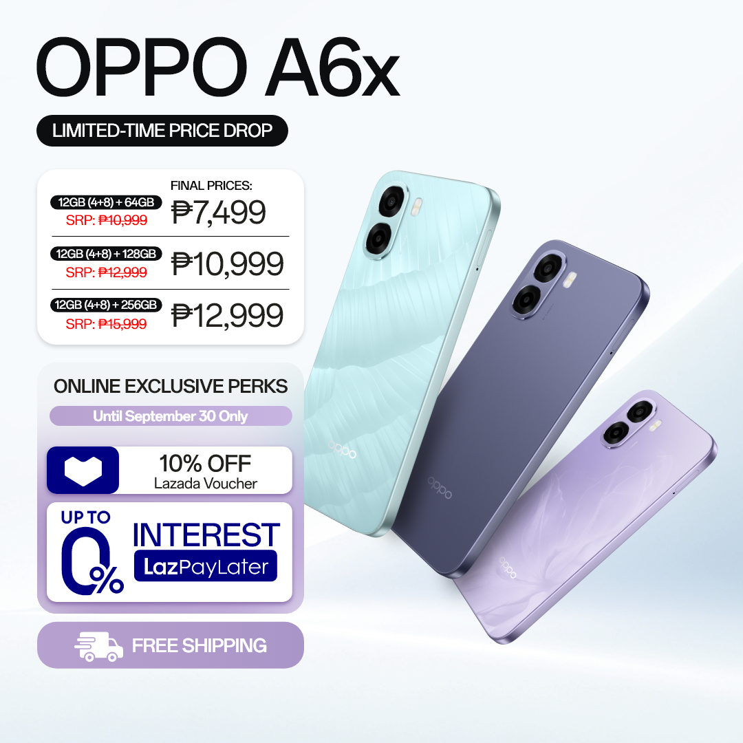 [NOW AVAILABLE] OPPO A6x / 12GB (4+8)+256GB / 6500mAh Battery / Snapdragon 685 4G / 120Hz Bright Display / 48-month Fluency