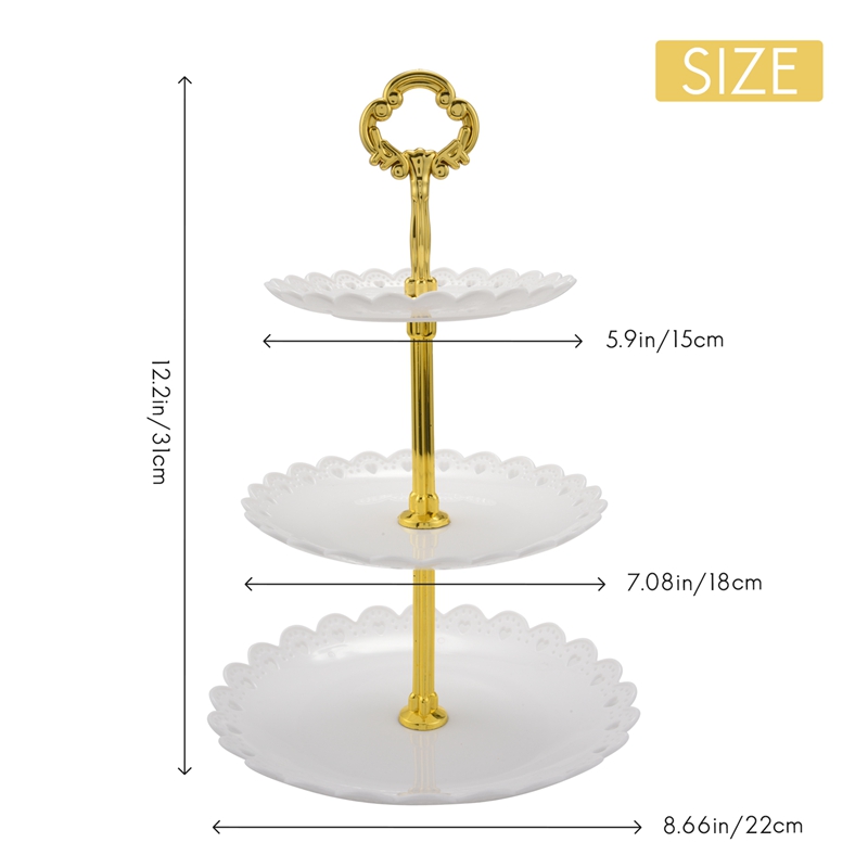 3 Tier Plastic Cake Stand Afternoon Tea Wedding Plates Party Embossed on  OnBuy