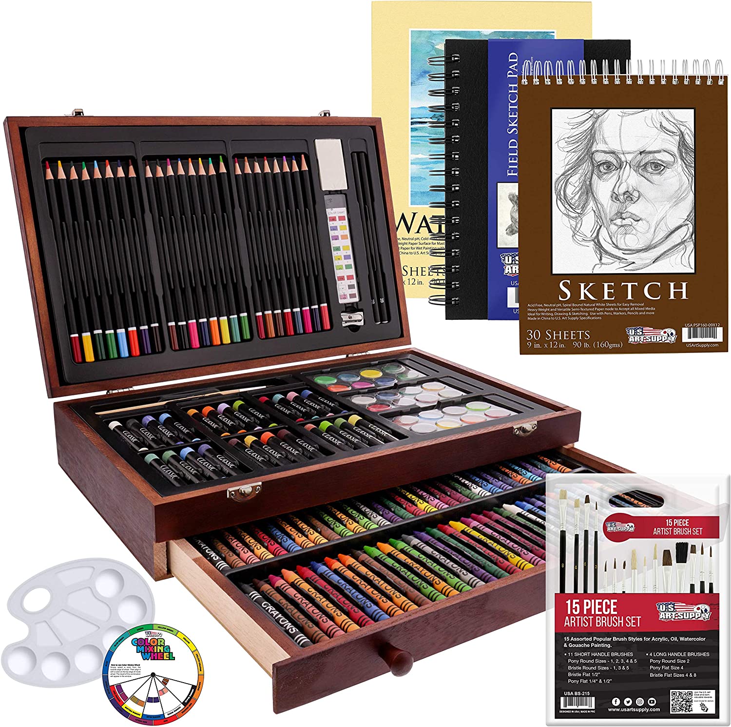 Art Supplies iBayam 150-Pack Deluxe Wooden Art Set Crafts Drawing Painting  Ki