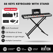 RIXTON 88-Key Foldable Electric Piano with Bluetooth and Sustain