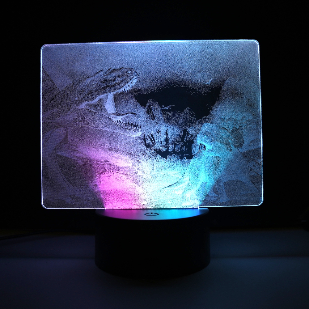 Dinosaur Open Mouth Roar 3D LED Lamp Anime Figure Acrylic Light