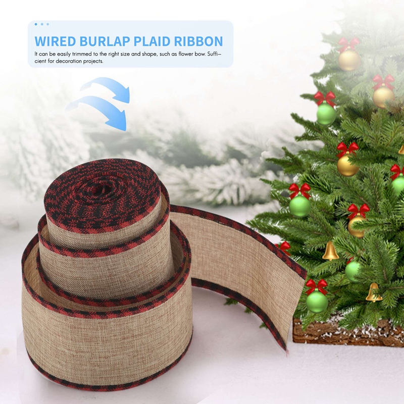Buffalo Plaid Wired Edge Ribbons Christmas Burlap Fabric Craft ...