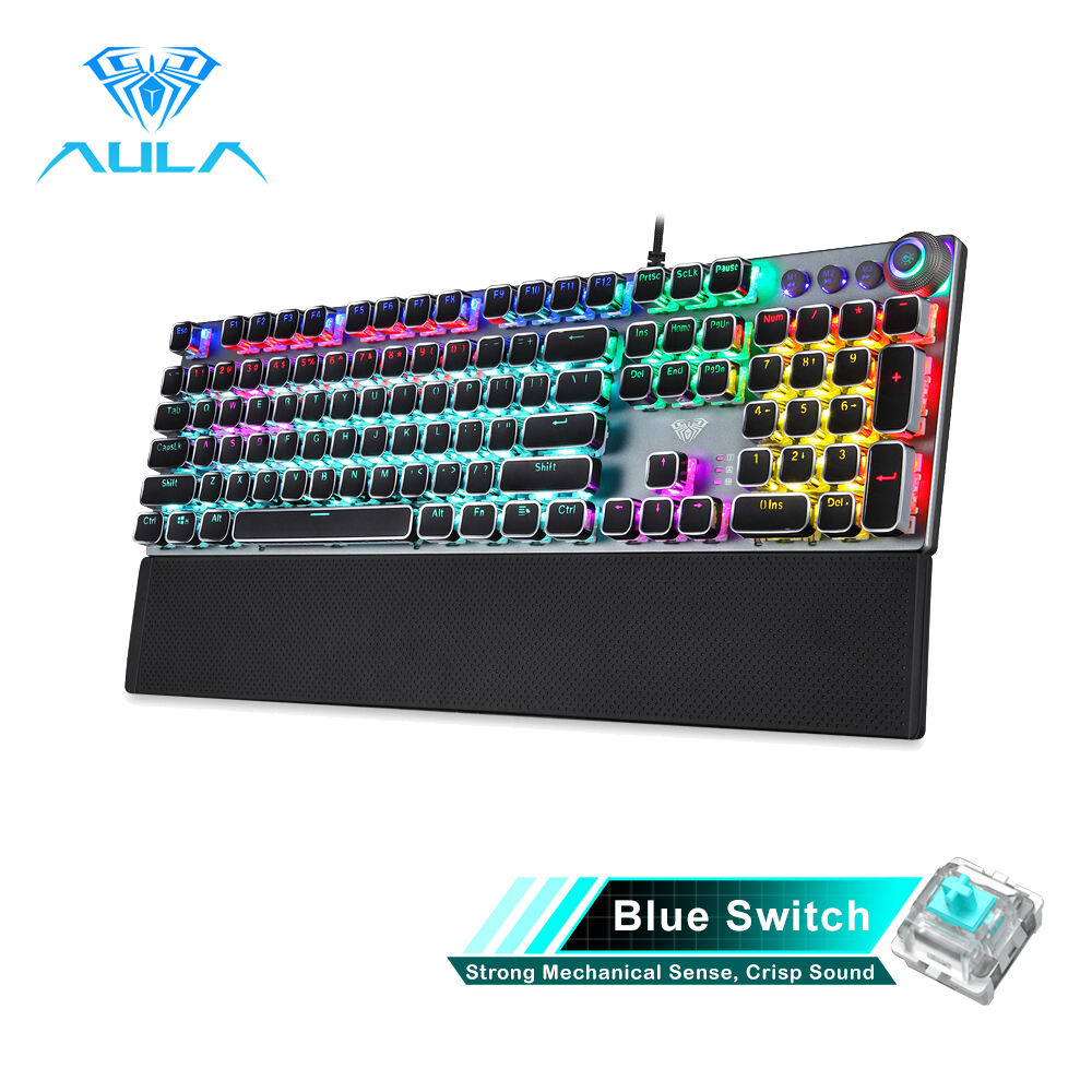 AULA Gaming Mechanical Keyboard Light Controls And Color, 46 OFF
