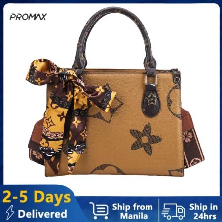 Promax High Quality Women Shoulder Bag Fashionable LV Style Handbag All-match Crossbody Silk Towel Bag Fashionable Old Flower Bag Handbag Shoulder Bag Crossbody Bag