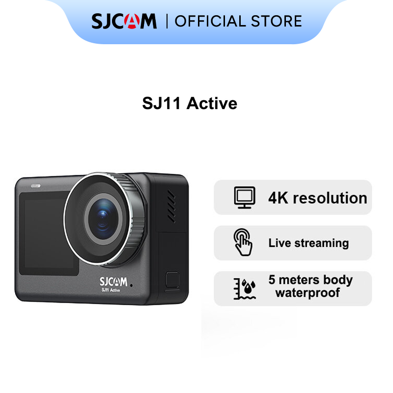 กล้องแอคชั่นแคม กล้องบันทึกกิจกรรมกลางแจ้ง SJCAM SJ11 Active Dual Screen เมรา 4K 30FPS Anti-Shake Ultra HD Video รองรับสตรีมมิ่งสด 6-Axis GYRO WiFi ปรับได้ 154 องศามุมกว้างกล้องกีฬา Vlog กล้องสำหรับดำน้ำขี่เดินป่า