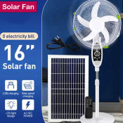Ounny 16" Solar Electric Fan with LED Lighting