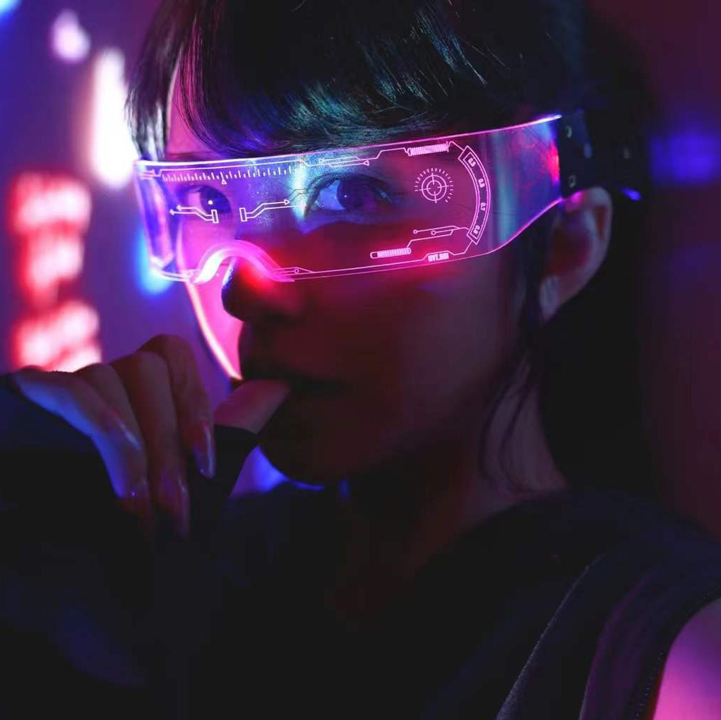 LED Luminous Glasses Light Up Eyeglass Disco Bar DJ Halloween Christmas  Party Party Sunglasses Props Acrylic Cyberpunk Technology Sense Glasses